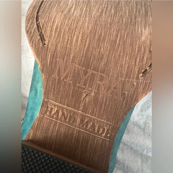 Myra Bag Teal and Gold Ankle Boots - Picture 3 of 4